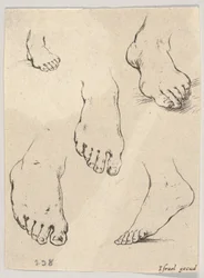 Tavla 7: Fem fot, från The Book for Learning to Draw Livre pour apprendre à dessi..., ca. 1649.