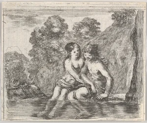 Salmacis och Hermafrodit, från Game of Mythology Jeu de la Mythologie, 1644.