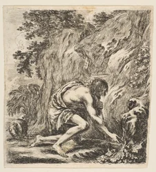 Johannes Döparen hämtar vatten från en källa, ca. 1649.
