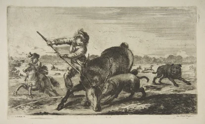 Stag at bay, från Animal hunts Jagar olika djur, ca. 1654.