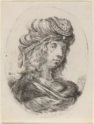 Sultanism i en bandad turban, vänd till höger