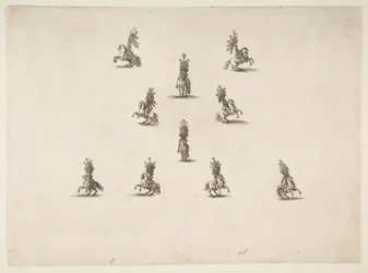 Tio kavaljerer inklusive fem bildar ett V, 1652.