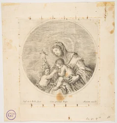 Jungfrun och barnet med Johannes, en rund komposition, ca. 1641.