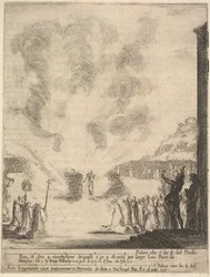 Eldprovet, munken Peter, lärjungen Saint John Gualbert, som passerade genom fl..., 1640.