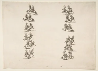 Tjugofyra kavaljerer slåss i två kolumner, 1652.