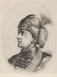 Ung mor med fjäderprydd turban, vänd åt vänster, 1649-1650.