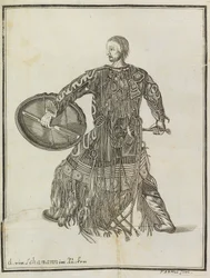 En shaman. Från Beskrivning av landet Kamchatka, ca. 1750.