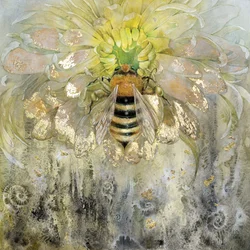 Guldbi på en blomma