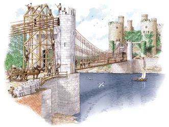 Byggandet av Conwy Bridge, County Borough of Conwy