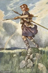 Cuchulain ger sig ut för Emain Macha, illustration från "Cuchulain, The Hound of Ulster", av Eleanor Hull (1860-1935)