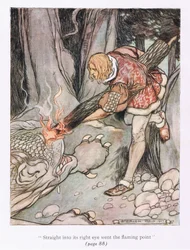 Rakt in i dess högra öga gick flampunkten (färg litho)