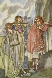 The Fairy Swan-Maidens, illustration från "Cuchulain, The Hound of Ulster", av Eleanor Hull (1860-1935)