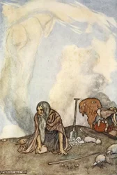 Den vita hästen hade försvunnit ur deras ögon som en dimkrans, illustration från 