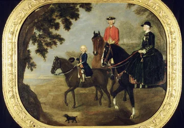 Sir George Hampton och familj, ca 1738 (olja på panel)