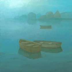 Misty Blue Lake Båtar