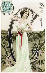 C: Bianca Toledo, artist, sångerska och Sevillansk dansare från Belle Epoque - Casino de Paris, Folies Bergere, Jardin de Paris - Alfabetet i vykort