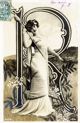 R : Gabrielle Robinne, fransk skådespelerska, Comedie Francaise, Paris - Alfabetet i vykort