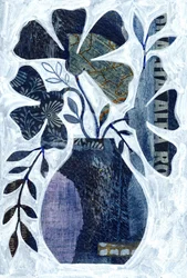 Blått blomstercollage
