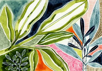 Färgsprakande botaniska blad