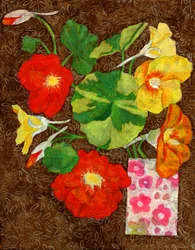 En färgsprakande bukett med nasturtium