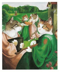 Illustration från Pre-Raphaelite Cats (publicerad 1999)