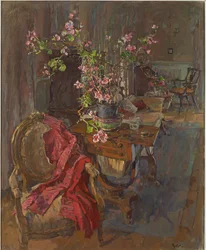 Röd kappa med geranium