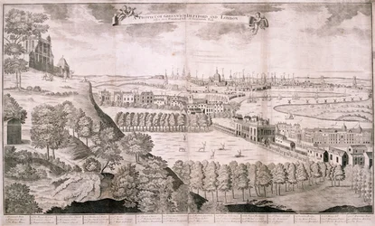 Utsikt från Greenwich Park, London, 1723