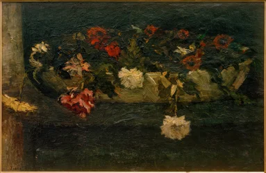 Stilleben med blommor i skål
