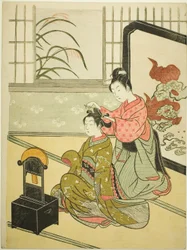 Autumn Moon in the Mirror (Kyodai no shugetsu), från serien "Eight Views of the Parlour (Zashiki hakkei)"