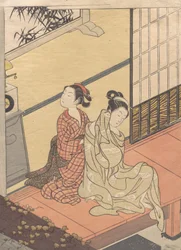 Evening Chime of the Clock Tokei no bansho, från serien "Eight Parlour Views" Za..., ca. 1766.