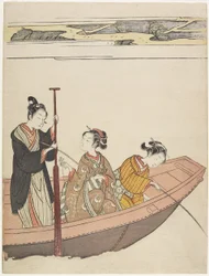Fiske nära Mimeguri-helgedomen vid Sumida-floden, ca 1767
