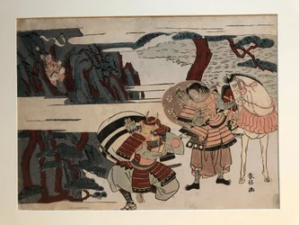 Kumagai Naozane tillfångatar Taira no Atsumori vid Ichi-no-tani