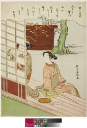 Dikt av Sakanoue no Korenori, från en titellös serie av trettiosex odödliga poeter, ca. 1767-68
