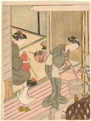 Returning Sails of the Towel Rack (Tenugui-kake no kihan), från serien "Eight Views of the Parlour (Zashiki hakkei)"
