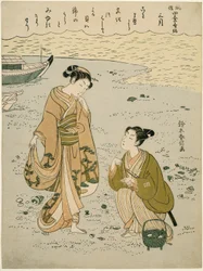 Den tredje månaden (Sangatsu), från serien "Populära versioner av odödliga poeter i fyra årstider (Fuzoku shiki kasen)"
