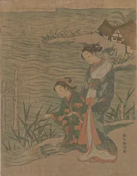 Två unga damer vid stranden, ca. 1768., ca. 1768.