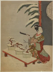 Visuell parodi på Nō-pjäsen Hachi no ki