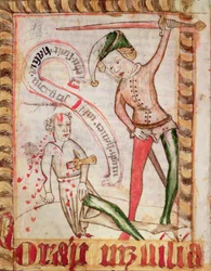 Brott, ur Magnus Erikssons (1319-64) lagsamlingar ca 1450 (pergament)