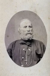 Giuseppe Garibaldi (1807-1882), italiensk politiker. Runt 1875. Fotografi av verkstaden Lacomée och Lacroix. Genève.