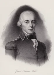 Johann Weber, schweizisk general dödad i slaget vid Frauenfeld (gravyr)