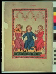 Musiker, från Manasse Codex, en samling höviska kärlekssånger, ca 1300-20
