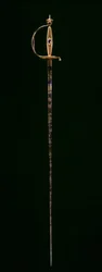 Litet svärd, ca 1790-1800 (guld med blå genomskinlig emalj, etsat, blått och förgyllt stål)