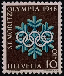 Frimärke till minne av de olympiska vinterspelen 1948