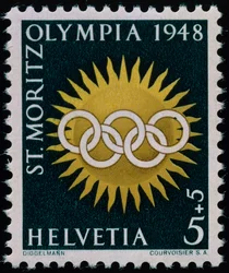 Frimärke till minne av de olympiska vinterspelen 1948