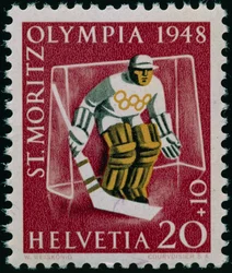 Frimärke till minne av de olympiska vinterspelen 1948