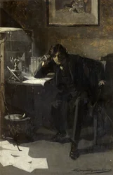 Porträtt av Sir John Martin Harvey (olja på papp)