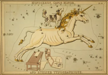 Monoceros, Canis Minor och Atelier Typographique, Illustration från 