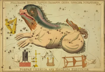 Psalter of George, River Eridanus, Cetus, skulptörens arbetsblad, kemisk ugn och elektrisk maskin, illustration från 