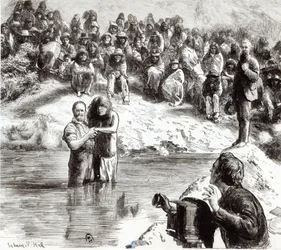 A Baptism of North American Indians - Mormoner poserar som Kristi apostlar, 1892
