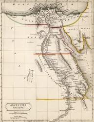 Karta över Aegyptus Antiqua (forntida Egypten), ritad och graverad av Sydney Hall, ca 1826